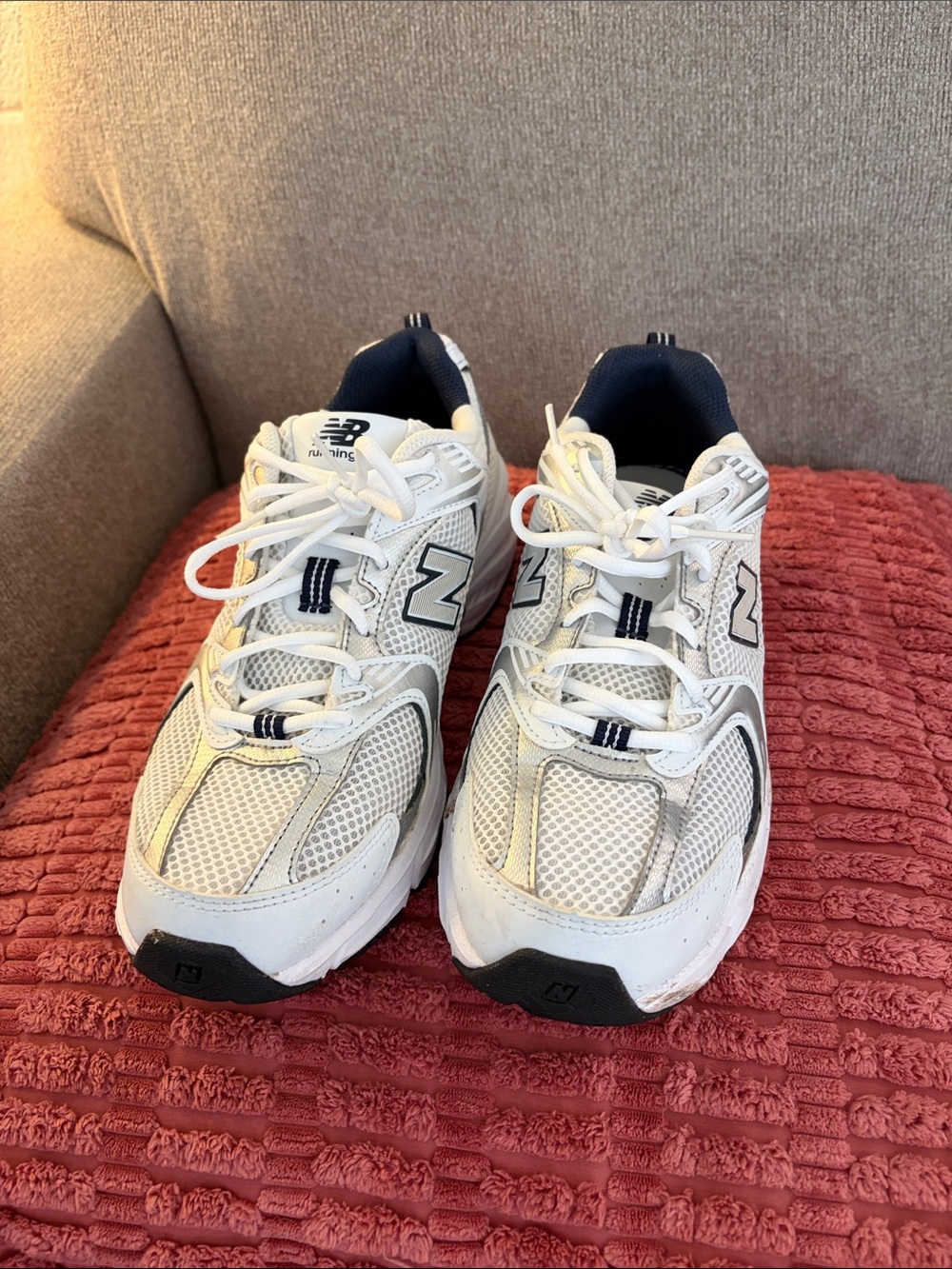 New Balance White Mesh Athletic Sneakers